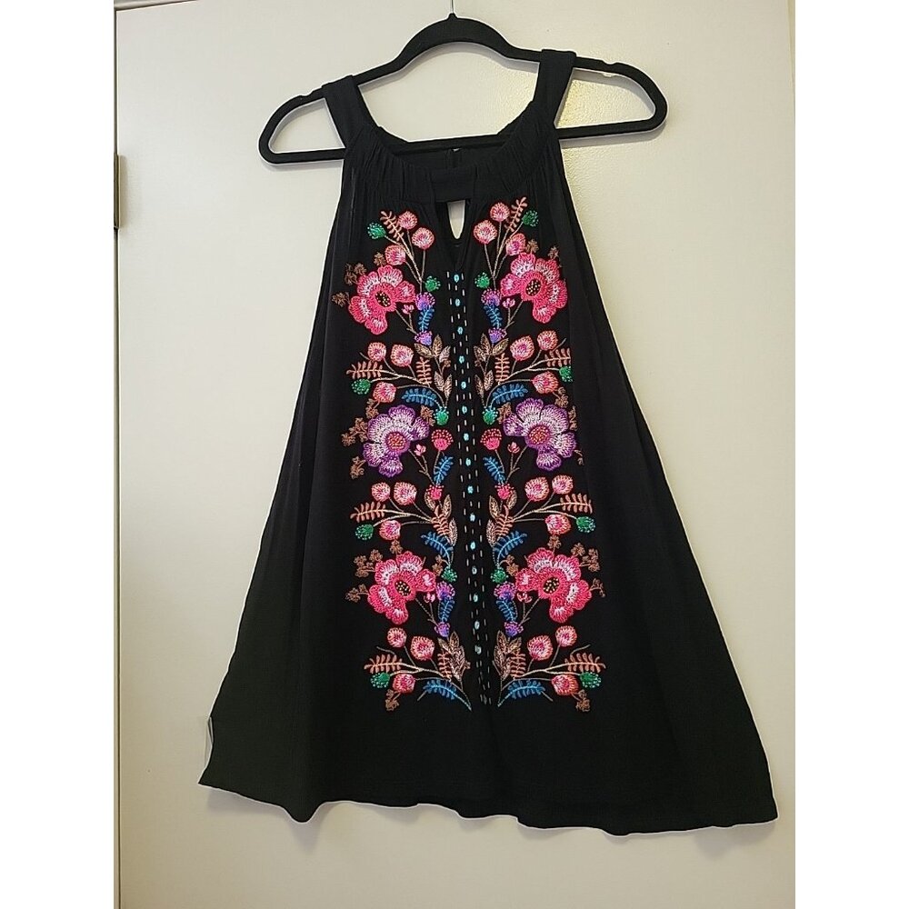 INC International Concepts Tank Black with Colorful Embroidery 3X NWT